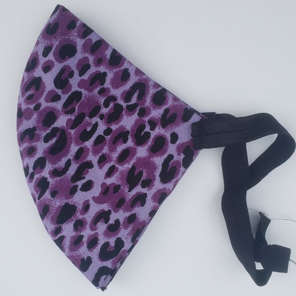 Hand Crafted Accessories - xx Face Mask 5 LAYERS Washable Anti Fog Reusable PURPLE LEOPARD